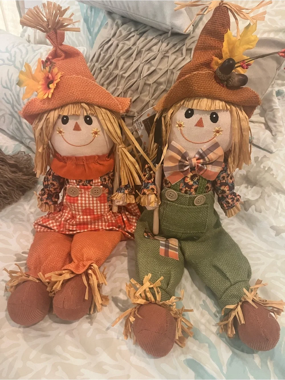 Autumn Fall Scarecrow Pair